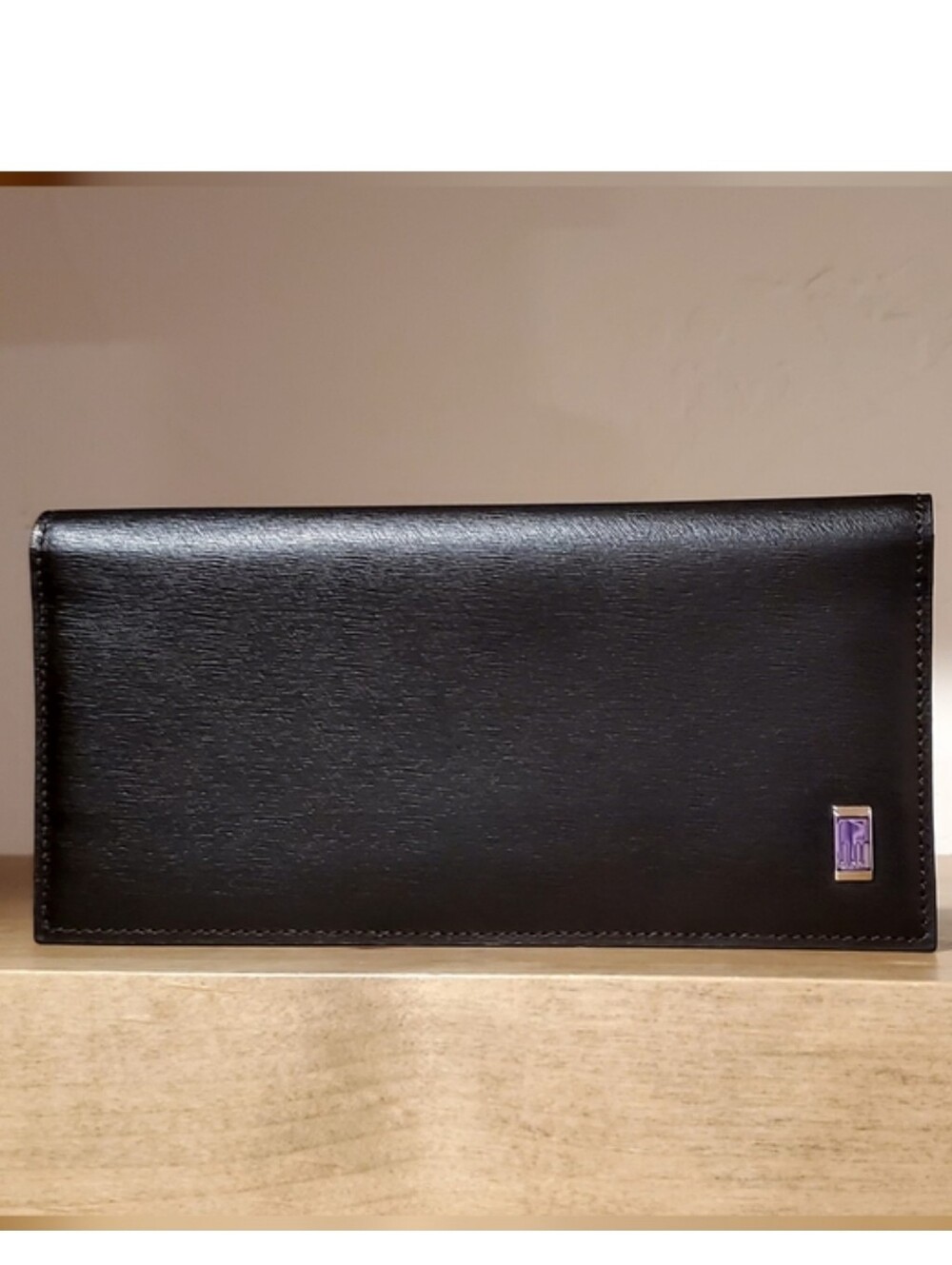 Dunhill Luxurious Black Saffiano Leather Long Bi-Fold Wallet, NEW Condition